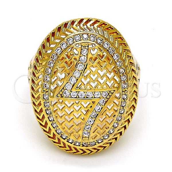 Anillo Multi Piedra 01.118.0031.08 Oro Laminado, con Blanca Cristal, Pulido, Tono Dorado (Size 8)