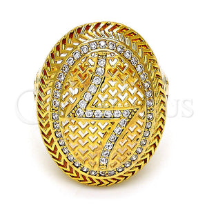 Anillo Multi Piedra 01.118.0031.09 Oro Laminado, con Blanca Micro Pave, Pulido, Tono Dorado (Size 9)