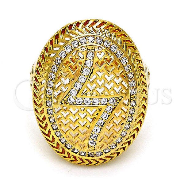 Anillo Multi Piedra 01.118.0031.09 Oro Laminado, con Blanca Micro Pave, Pulido, Tono Dorado (Size 9)