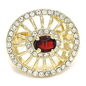 Anillo Multi Piedra 01.91.0059.08 Oro Laminado, con Granate Zirconia Cubica and Blanca Cristal, Pulido, Tono Dorado (Size 8)