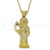 Dije Religioso 05.185.0010 Oro Laminado, Diseño de Santa Muerte, Pulido, Tono Dorado