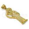 Dije Religioso 05.185.0010 Oro Laminado, Diseño de Santa Muerte, Pulido, Tono Dorado