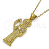 Dije Religioso 05.185.0010 Oro Laminado, Diseño de Santa Muerte, Pulido, Tono Dorado