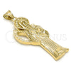 Dije Religioso 05.185.0010.1 Oro Laminado, Diseño de Santa Muerte, Pulido, Tono Dorado