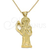 Dije Religioso 05.185.0010.1 Oro Laminado, Diseño de Santa Muerte, Pulido, Tono Dorado