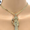 Dije Religioso 05.185.0010.2 Oro Laminado, Diseño de Santa Muerte, Pulido, Tono Dorado