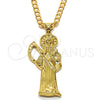 Dije Religioso 05.185.0010.2 Oro Laminado, Diseño de Santa Muerte, Pulido, Tono Dorado