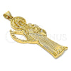 Dije Religioso 05.185.0010.2 Oro Laminado, Diseño de Santa Muerte, Pulido, Tono Dorado