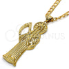 Dije Religioso 05.185.0010.2 Oro Laminado, Diseño de Santa Muerte, Pulido, Tono Dorado