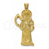 Dije Religioso 05.185.0010.2 Oro Laminado, Diseño de Santa Muerte, Pulido, Tono Dorado