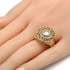 Anillo Multi Piedra 01.160.0002.10 Oro Laminado, Diseño de Llave Griega, con Blanca Cristal and Blanca Zirconia Cubica, Pulido, Tono Dorado (Size 10)