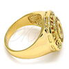 Anillo Multi Piedra 01.160.0002.10 Oro Laminado, Diseño de Llave Griega, con Blanca Cristal and Blanca Zirconia Cubica, Pulido, Tono Dorado (Size 10)