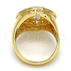 Anillo Multi Piedra 01.160.0002.10 Oro Laminado, Diseño de Llave Griega, con Blanca Cristal and Blanca Zirconia Cubica, Pulido, Tono Dorado (Size 10)