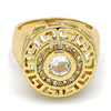 Anillo Multi Piedra 01.160.0002.10 Oro Laminado, Diseño de Llave Griega, con Blanca Cristal and Blanca Zirconia Cubica, Pulido, Tono Dorado (Size 10)