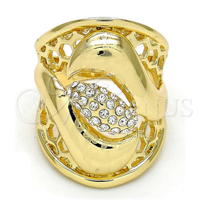 Anillo Multi Piedra 01.160.0003.08 Oro Laminado, Diseño de Flor, con Blanca Cristal, Pulido, Tono Dorado (Size 8)