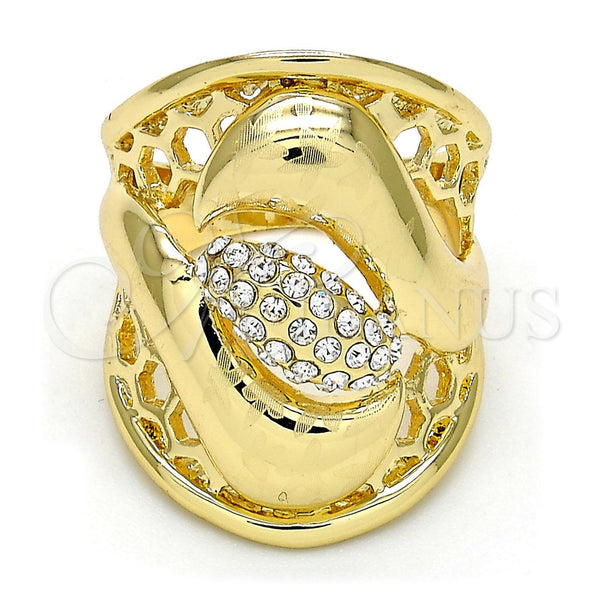 Anillo Multi Piedra 01.160.0003.08 Oro Laminado, Diseño de Flor, con Blanca Cristal, Pulido, Tono Dorado (Size 8)