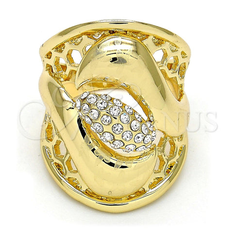 Anillo Multi Piedra 01.160.0003.08 Oro Laminado, Diseño de Flor, con Blanca Cristal, Pulido, Tono Dorado (Size 8)