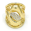 Anillo Multi Piedra 01.160.0003.08 Oro Laminado, Diseño de Flor, con Blanca Cristal, Pulido, Tono Dorado (Size 8)