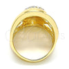 Anillo Multi Piedra 01.160.0003.10 Oro Laminado, Diseño de Flor, con Blanca Cristal, Pulido, Tono Dorado (Size 10)