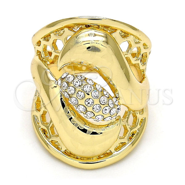 Anillo Multi Piedra 01.160.0003.10 Oro Laminado, Diseño de Flor, con Blanca Cristal, Pulido, Tono Dorado (Size 10)