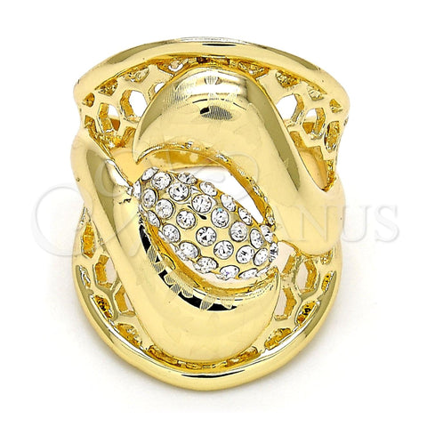 Anillo Multi Piedra 01.160.0003.10 Oro Laminado, Diseño de Flor, con Blanca Cristal, Pulido, Tono Dorado (Size 10)
