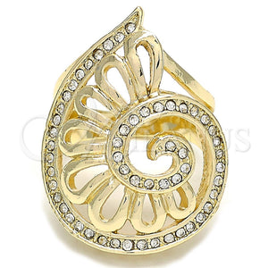 Anillo Multi Piedra 01.160.0004.09 Oro Laminado, Diseño de Espiral, con Blanca Cristal, Pulido, Tono Dorado (Size 9)