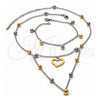Collar, Pulsera y Dije 06.231.0018 Acero Inoxidable, Diseño de Corazón y Bola, Pulido, Dos Tonos