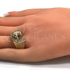 Anillo de Hombre 01.185.0005.09 Oro Laminado, Diseño de Caballo, con Blanca and Rubi Zirconia Cubica, Diamantado, Tono Dorado (Size 9)