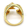 Anillo de Hombre 01.185.0005.09 Oro Laminado, Diseño de Caballo, con Blanca and Rubi Zirconia Cubica, Diamantado, Tono Dorado (Size 9)