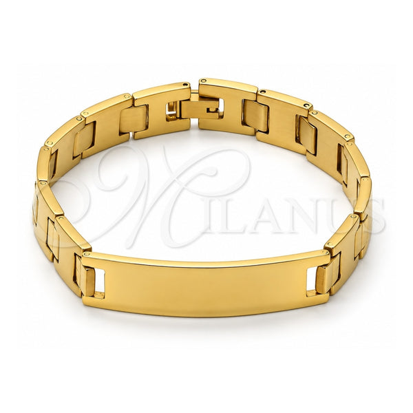 Pulsera con Placa 03.63.1376.08 Acero Inoxidable, Pulido, Tono Dorado (8 Pulgadas de Largo)