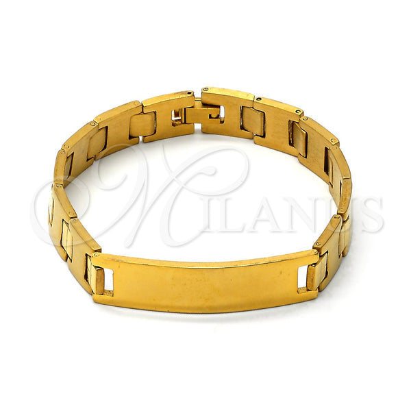 Pulsera con Placa 03.63.1376.08 Acero Inoxidable, Pulido, Tono Dorado (8 Inches Length)
