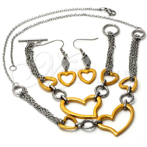 Collar, Pulsera y Dije 06.231.0027 Acero Inoxidable, Diseño de Corazón, Pulido, Dos Tonos