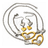 Collar, Pulsera y Dije 06.231.0028 Acero Inoxidable, Diseño de Corazón, Mate, Dos Tonos