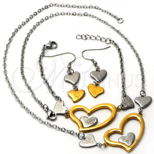 Collar, Pulsera y Dije 06.231.0028 Acero Inoxidable, Diseño de Corazón, Mate, Dos Tonos