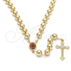 Rosario Grande 09.65.0103.30 Oro Laminado, Diseño de Guadalupe y Crucifijo, Pulido, Tono Dorado