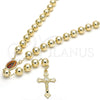 Rosario Grande 09.65.0103.30 Oro Laminado, Diseño de Guadalupe y Crucifijo, Pulido, Tono Dorado