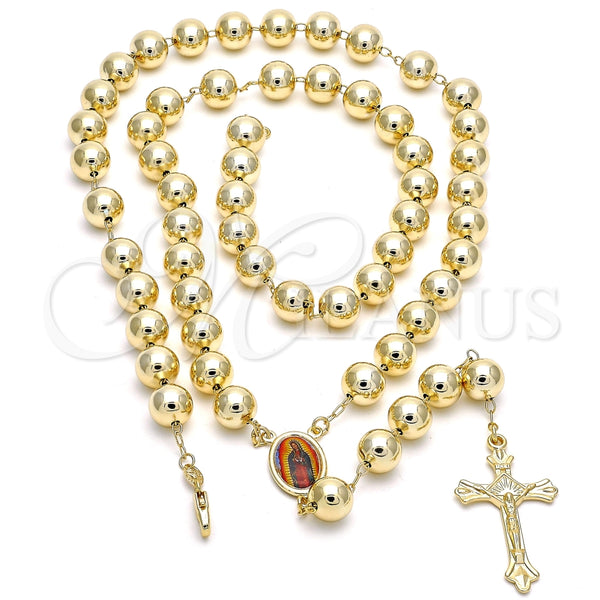 Rosario Grande 09.65.0103.30 Oro Laminado, Diseño de Guadalupe y Crucifijo, Pulido, Tono Dorado
