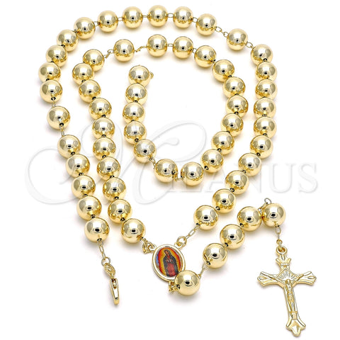Rosario Grande 09.65.0103.30 Oro Laminado, Diseño de Guadalupe y Crucifijo, Pulido, Tono Dorado
