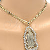 Dije Religioso 05.94.0001 Oro Laminado, Diseño de Guadalupe, con Blanca Zirconia Cubica, Pulido, Tono Dorado