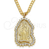 Dije Religioso 05.94.0001 Oro Laminado, Diseño de Guadalupe, con Blanca Zirconia Cubica, Pulido, Tono Dorado
