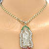 Dije Religioso 05.94.0001.1 Oro Laminado, Diseño de Guadalupe, con Multicolor Zirconia Cubica, Pulido, Tono Dorado