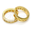 Argolla Huggie 02.196.0020.1.20 Oro Laminado, con Blanca Zirconia Cubica, Pulido, Tono Dorado
