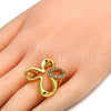 Anillo Multi Piedra 01.118.0040.06 Oro Laminado, Diseño de Mariposa, con Blanca Zirconia Cubica, Pulido, Tono Dorado (Size 6)