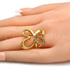 Anillo Multi Piedra 01.118.0040.06 Oro Laminado, Diseño de Mariposa, con Blanca Zirconia Cubica, Pulido, Tono Dorado (Size 6)