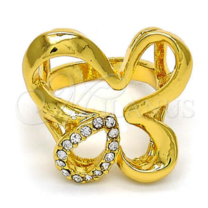 Anillo Multi Piedra 01.118.0040.07 Oro Laminado, Diseño de Mariposa, con Blanca Zirconia Cubica, Pulido, Tono Dorado (Size 7)