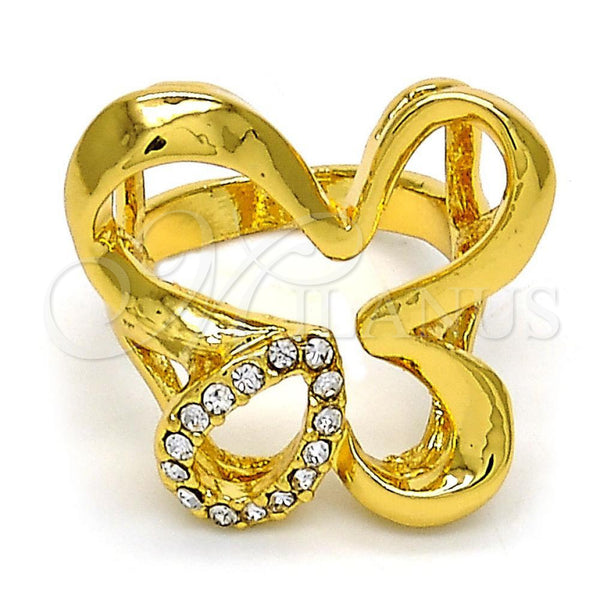 Anillo Multi Piedra 01.118.0040.07 Oro Laminado, Diseño de Mariposa, con Blanca Zirconia Cubica, Pulido, Tono Dorado (Size 7)