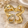 Anillo Multi Piedra 01.118.0040.08 Oro Laminado, Diseño de Mariposa, con Zirconia Cubica Blanca, Pulido, Tono Dorado (Tamaño 8)