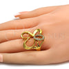 Anillo Multi Piedra 01.118.0040.09 Oro Laminado, Diseño de Mariposa, con Blanca Zirconia Cubica, Pulido, Tono Dorado (Size 9)
