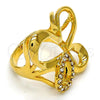 Anillo Multi Piedra 01.118.0040.09 Oro Laminado, Diseño de Mariposa, con Blanca Zirconia Cubica, Pulido, Tono Dorado (Size 9)