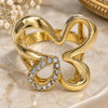 Anillo Multi Piedra 01.118.0040.09 Oro Laminado, Diseño de Mariposa, con Zirconia Cubica Blanca, Pulido, Tono Dorado (Tamaño 9)